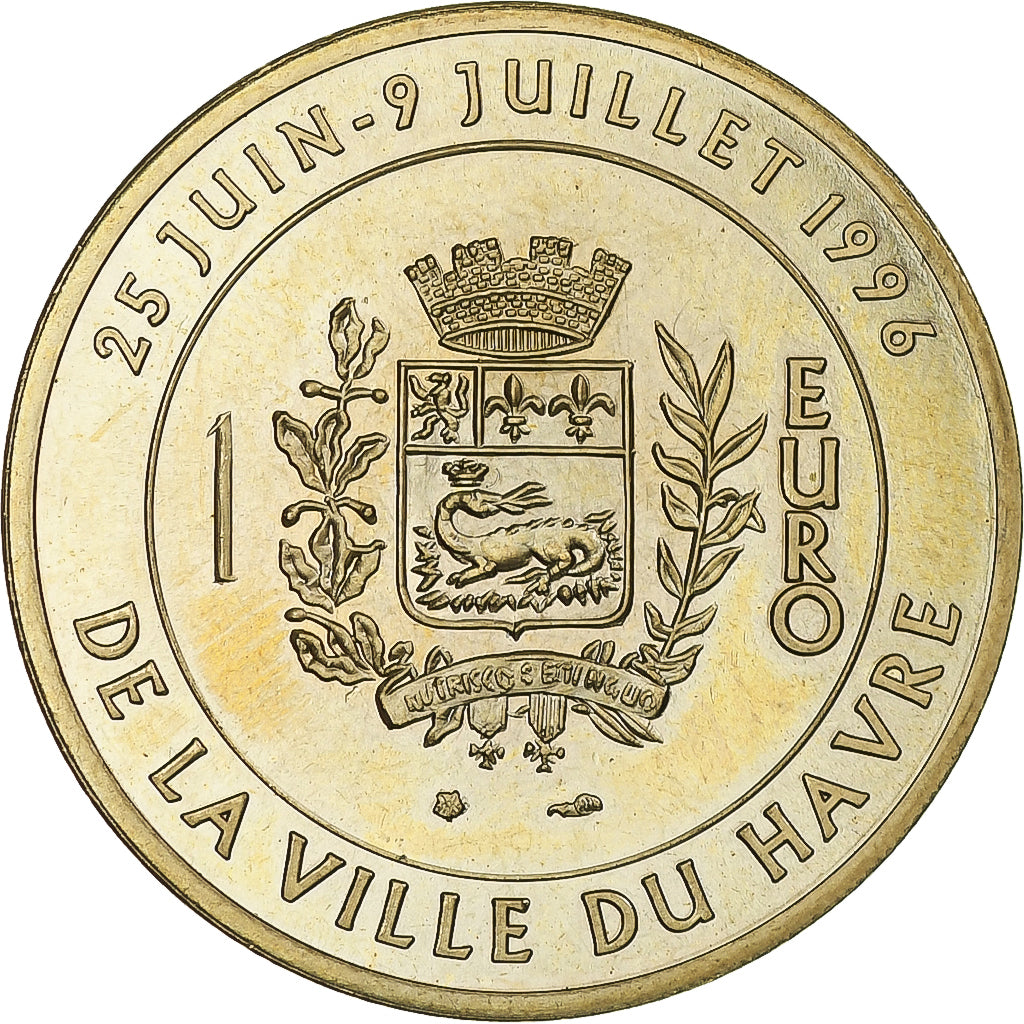 Francia, zeton, 1 Euro de la Ville du Havre, Pont de Normandie, 1996, Piéfort