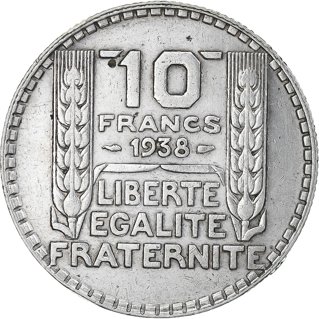 Munten, Frankrijk, Turin, 10 Francs, 1938, Paris, ZF+, Zilver, Gadoury:801