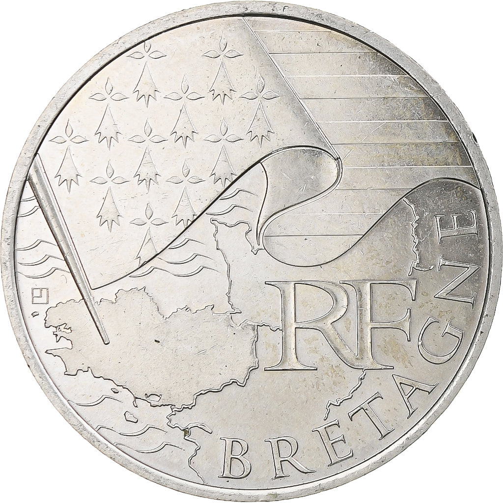 France, 10 Euro, Bretagne, 2010, Paris, MS(63), Silver