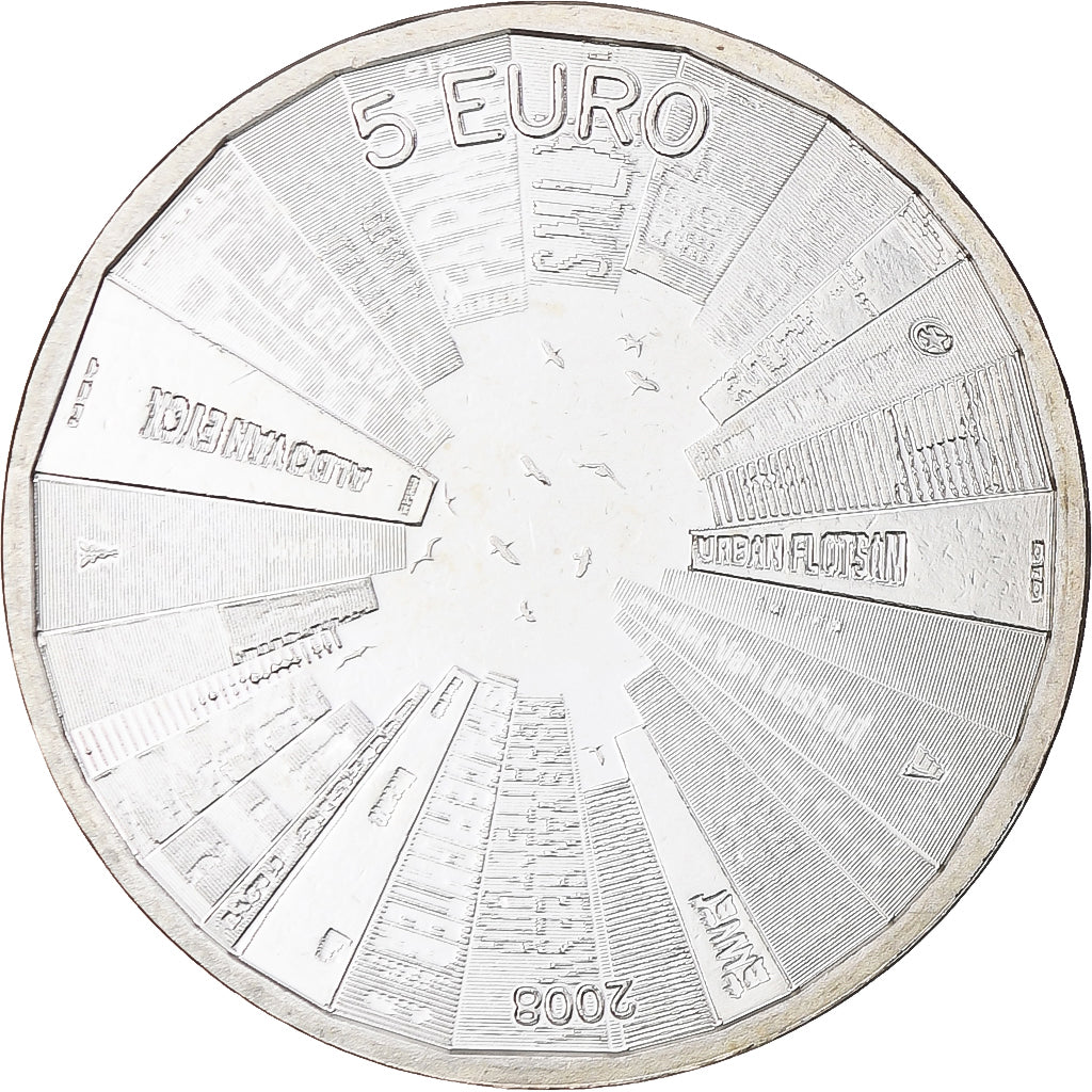 Netherlands, 5 Euro, 2008, MS(64), Silver Plated Copper