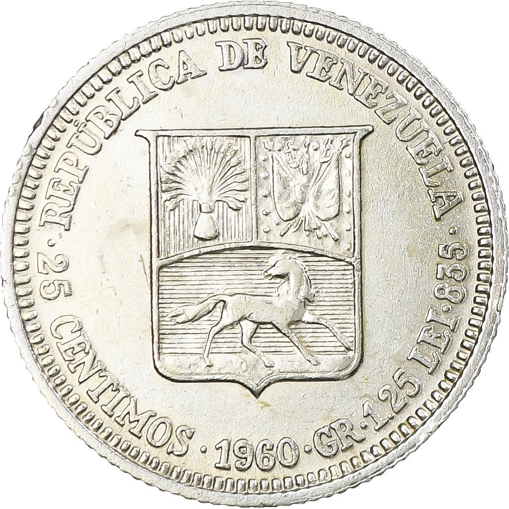 Münze, Venezuela, 25 Centimos, 1960, STGL, Silber