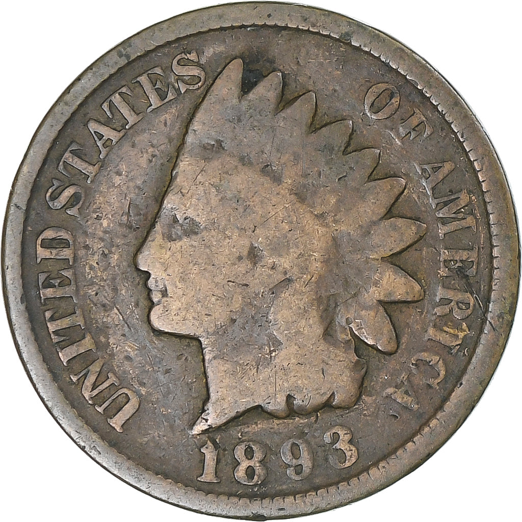 Coin, United States, Indian Head, Cent, 1893, Philadelphia, VF(30-35), Copper