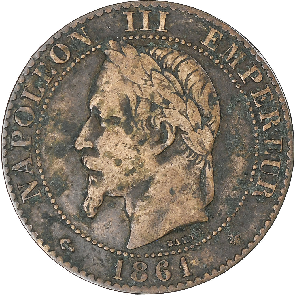 Munten, Frankrijk, Napoleon III, 2 Centimes, 1861, Paris, FR+, Bronzen