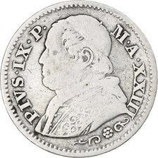 Moeda, Vaticano, Pius IX, 10 Soldi, 1868, Rome, VF(20-25), Prata, KM:1386.2