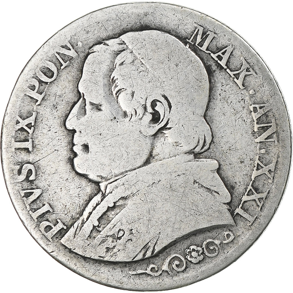 Coin, Vatican, Pius IX, Lira, 1866, Rome, VF(20-25), Silver, KM:1377.2