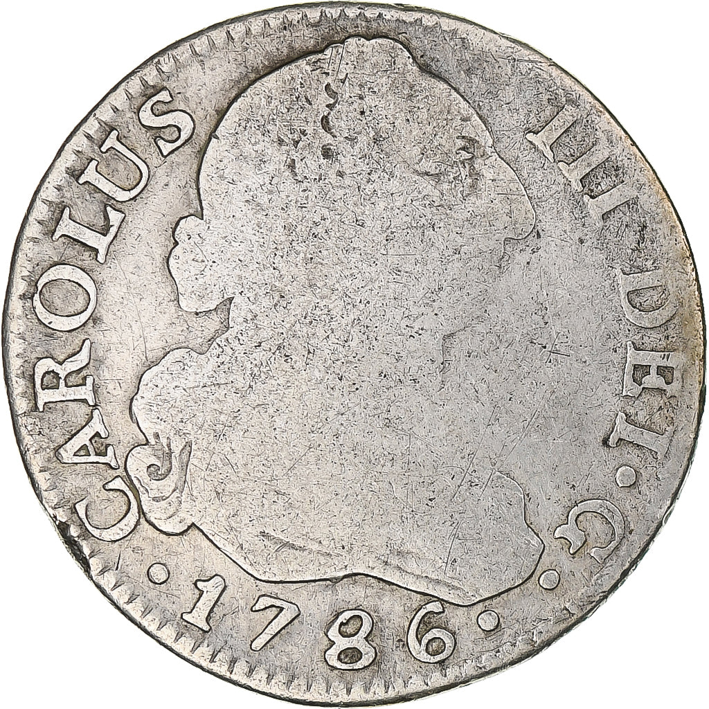 Spagna, Charles III, 2 Reales, 1786, Madrid, B+, Argento