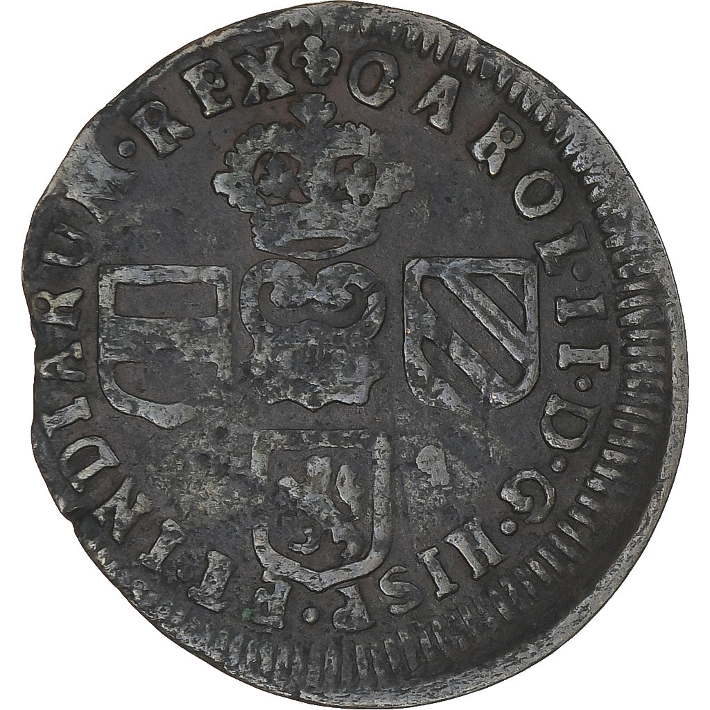 Lage Spaanse landen, Vlaanderen, Charles II, Liard, 1698, Bruges, FR+, Koper