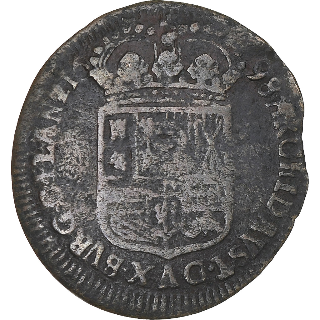 Lage Spaanse landen, Vlaanderen, Charles II, Liard, 1698, Bruges, FR+, Koper