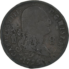 Hiszpania, Charles IV, 8 Maravedis, 1795, Segovia, F(12-15), Miedź