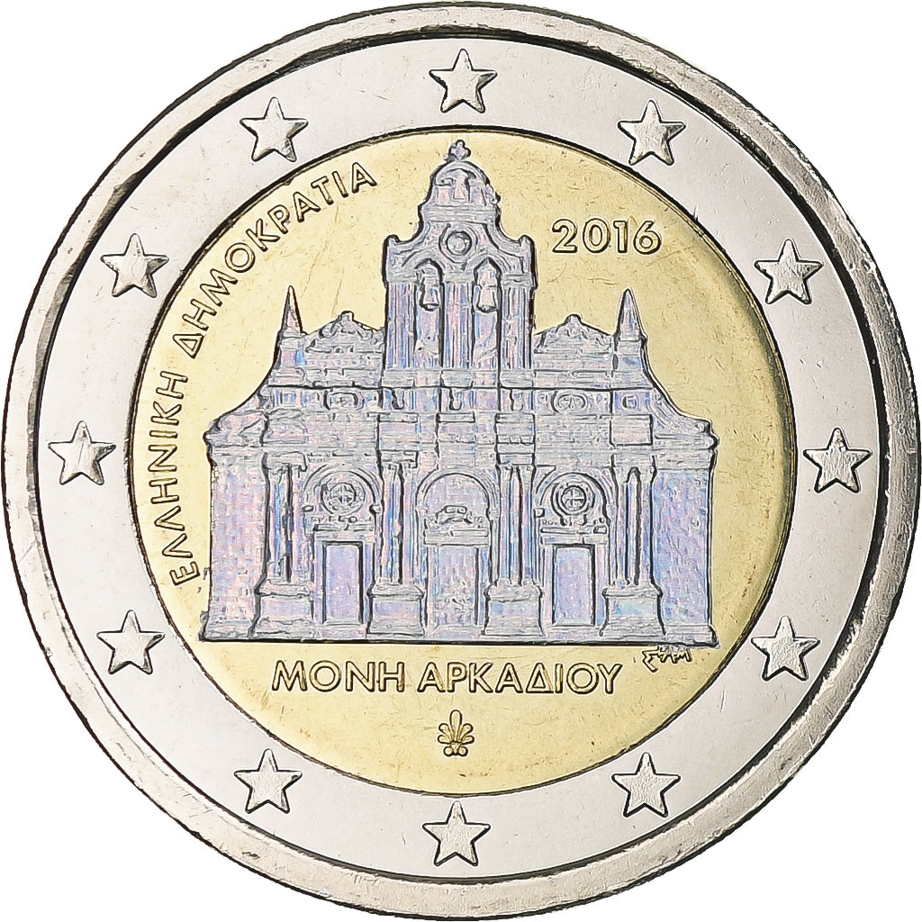 Greece, 2 Euro, 2016, Athens, Iridescent, MS(64), Bi-Metallic
