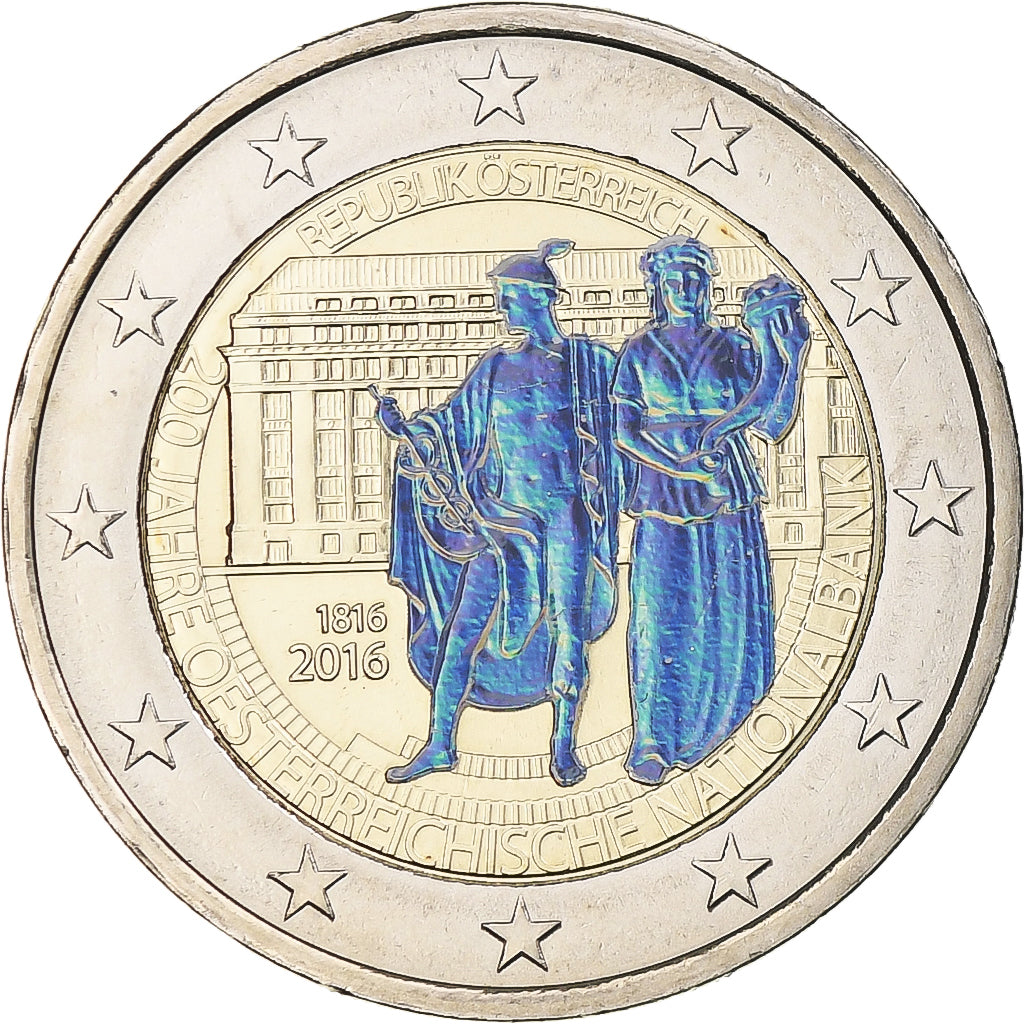 Áustria, 2 Euro, 2016, Vienna, Iridescent, MS(64), Bimetálico