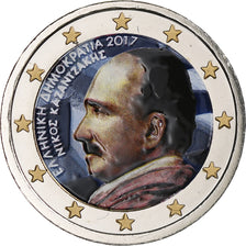 Grecia, 2 Euro, Nikos Kazantzakis, 2017, Athens, Colorized, SPL+, Bi-metallico