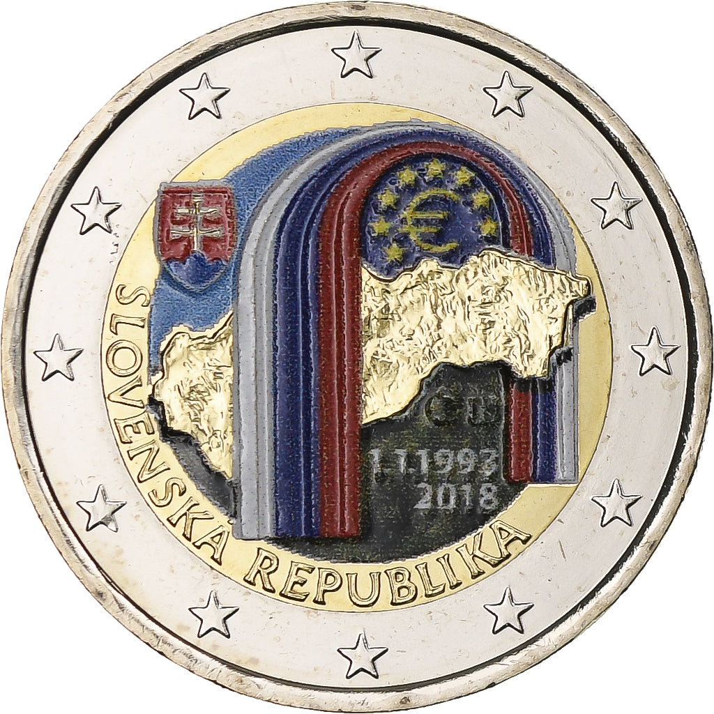 Slowakei, 2 Euro, 2018, Colorized, UNZ+, Bi-Metallic