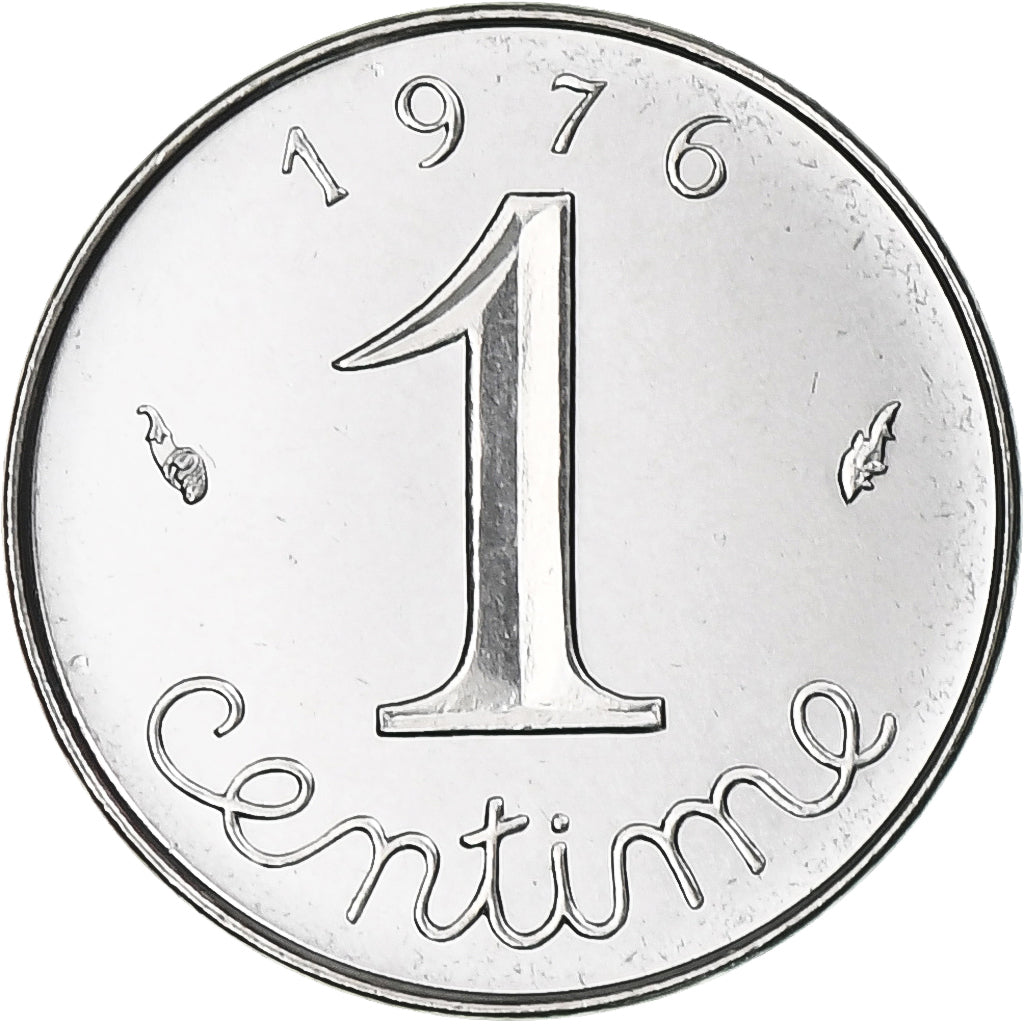 France, Épi, 1 Centime, 1976, Paris, série FDC, MS(65-70), Stainless Steel
