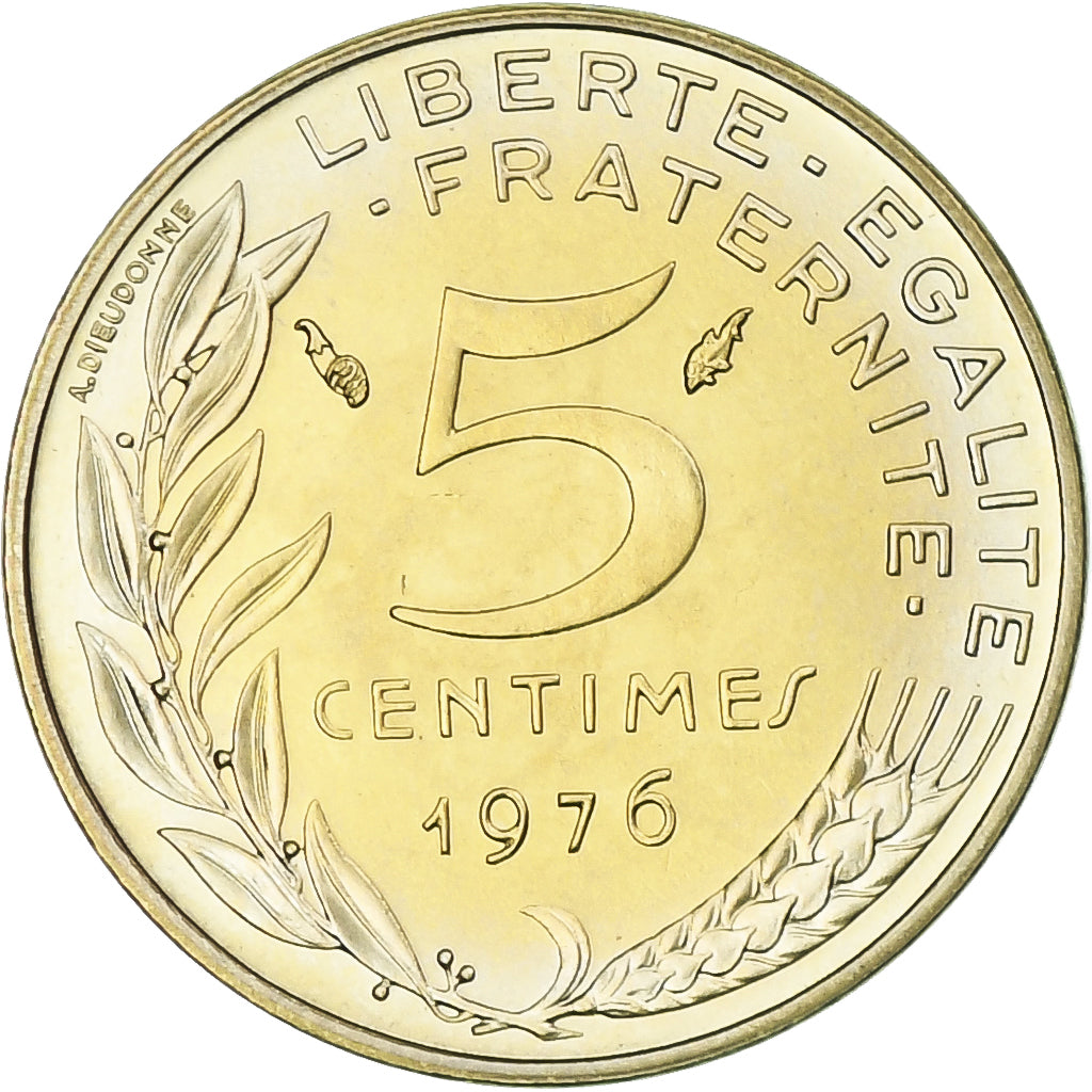 Frankrijk, Marianne, 5 Centimes, 1976, Paris, série FDC, FDC, Aluminum-Bronze