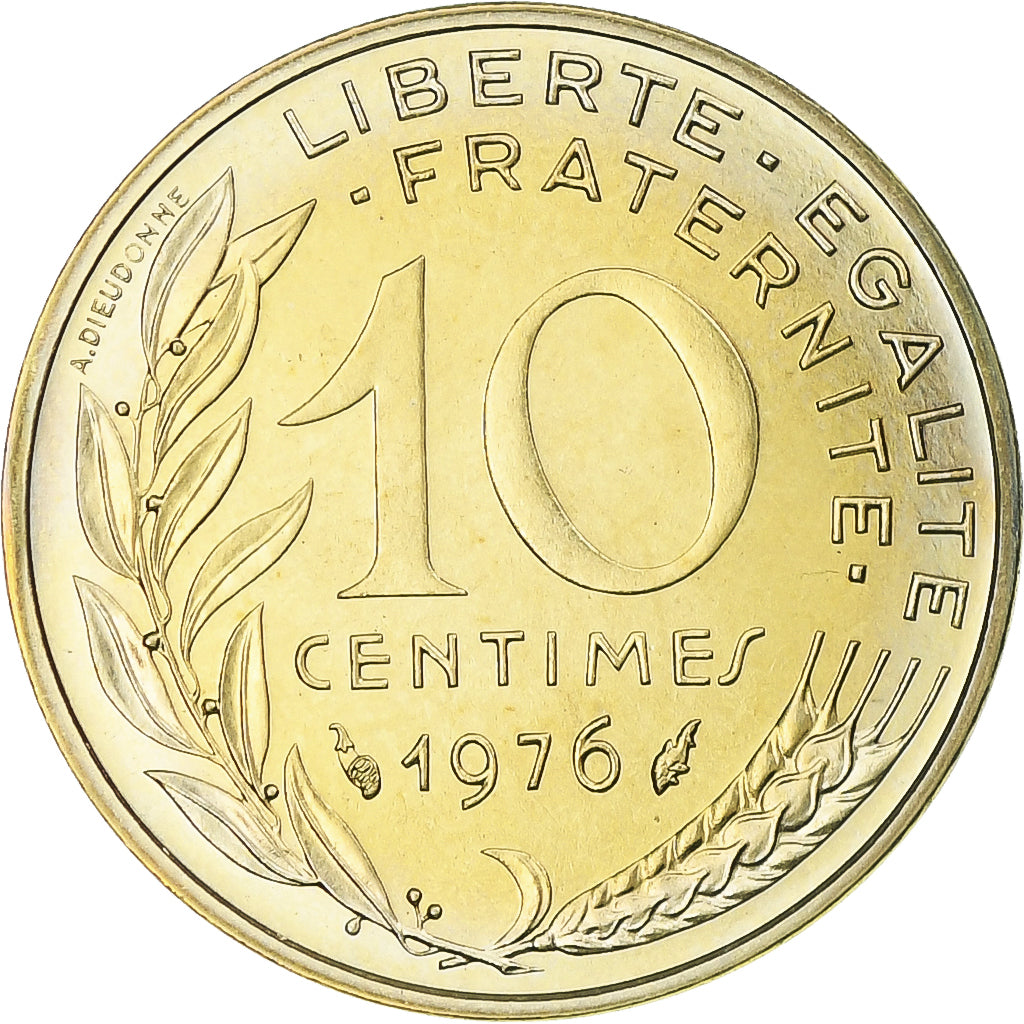 Frankrijk, Marianne, 10 Centimes, 1976, Paris, série FDC, FDC, Aluminum-Bronze