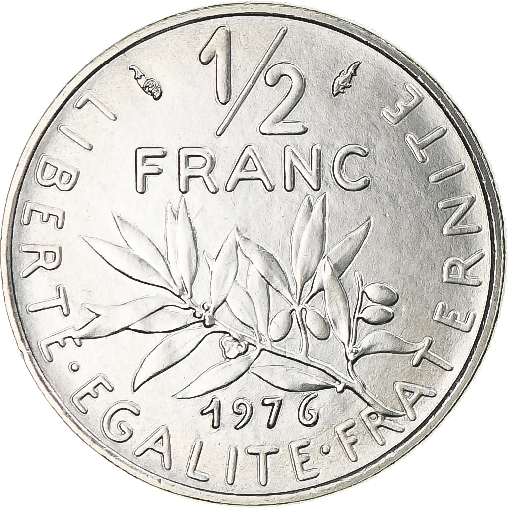 France, Semeuse, 1/2 Franc, 1976, Paris, série FDC, MS(65-70), Nickel