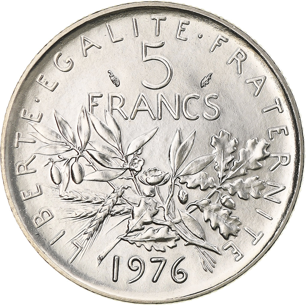 Frankreich, Semeuse, 5 Francs, 1976, Paris, série FDC, STGL, Cupronickel