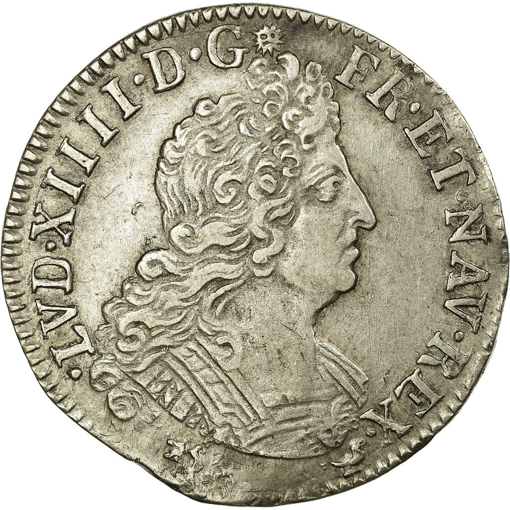 Francia, Louis XIV, 1/4 Écu aux 8 L 2e type, 1/4 Ecu, 1704, Rennes, BB+, Arg...