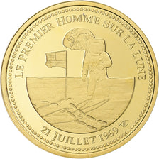 França, medalha, Apollo 11, Le Premier Homme sur la Lune, MS(65-70), Dourado