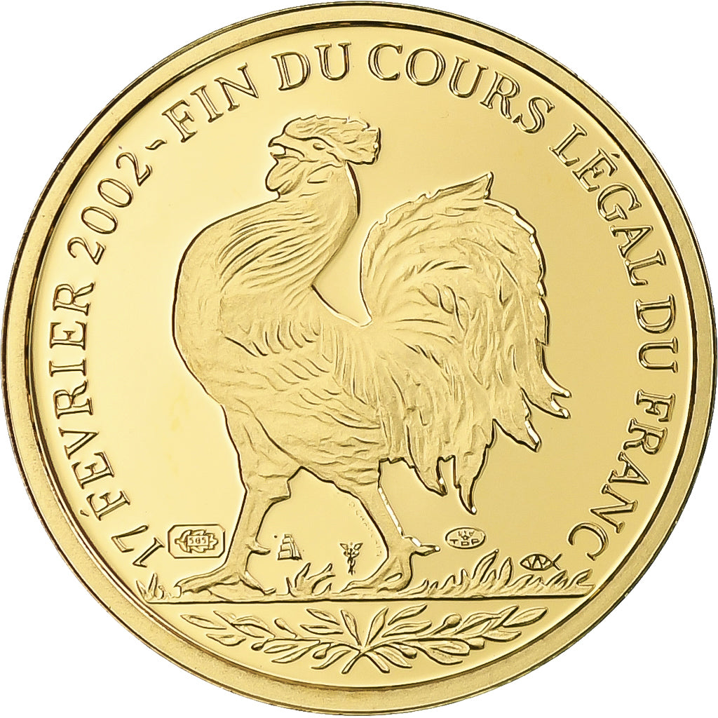 Francia, medalla, Coq, Fin du Cours Légal du Franc, 2017, FDC, Oro