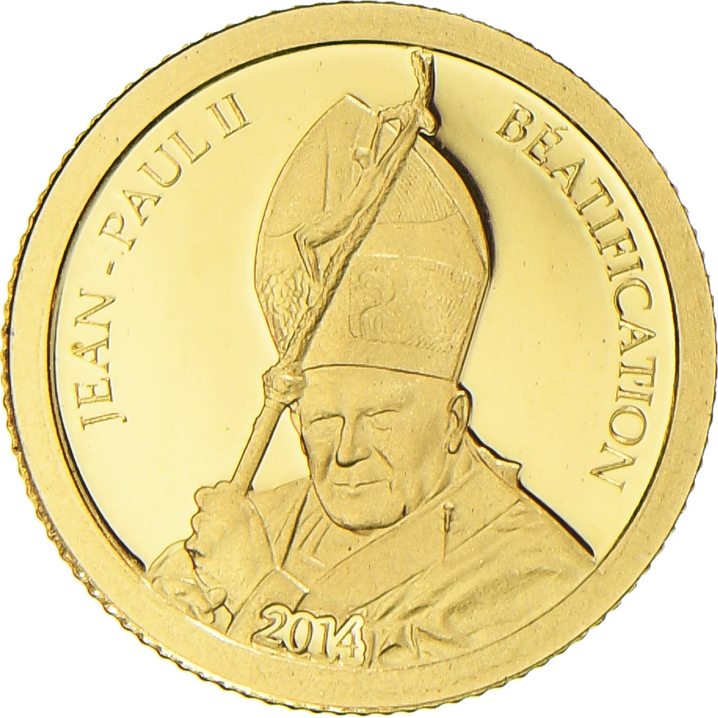Gabon, Béatification de Jean-Paul II, 1000 Francs, 2014, MS(65-70), Gold
