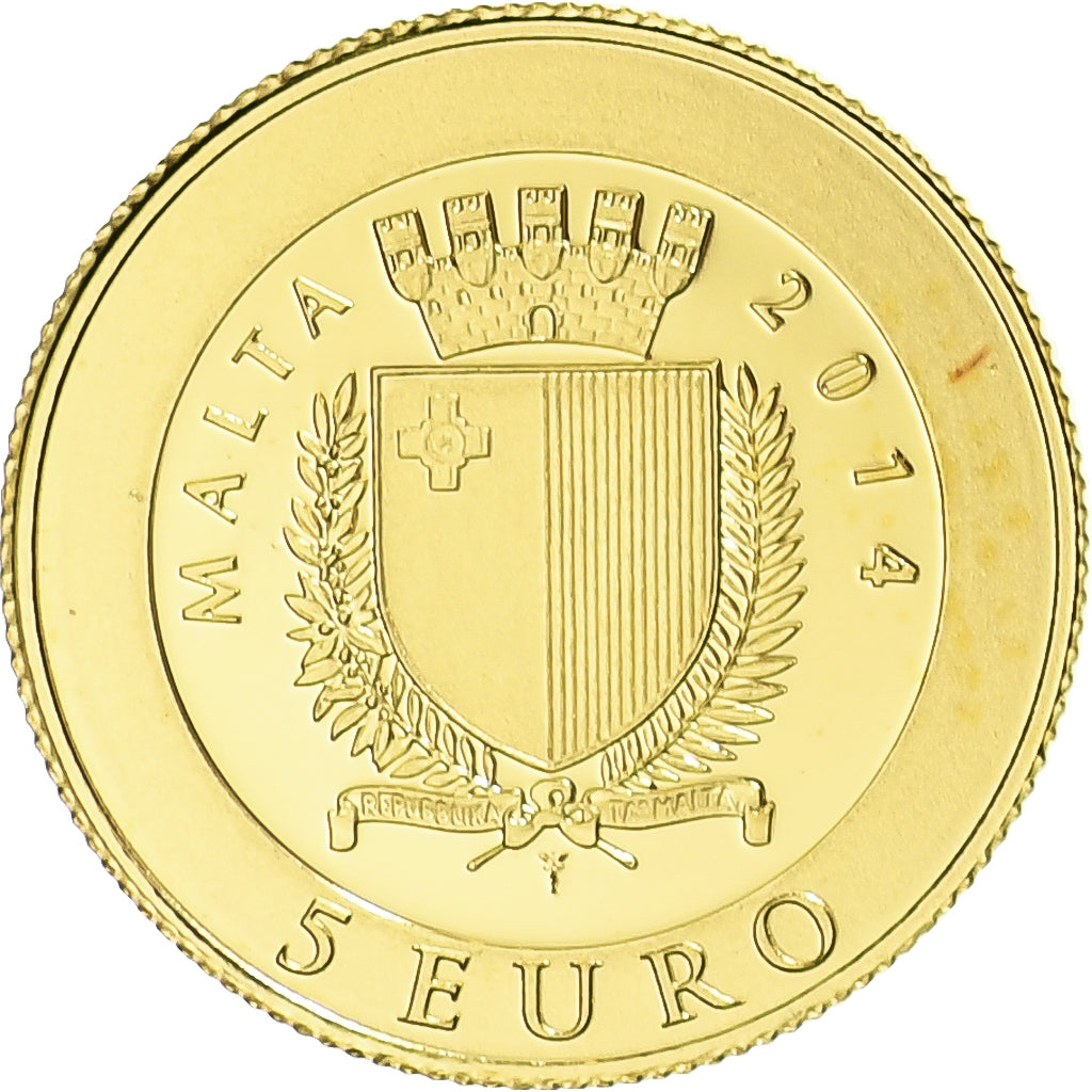 Malta, 5 Euro, Hos Hiem F. PHS. De Lileada, 2014, STGL, Gold