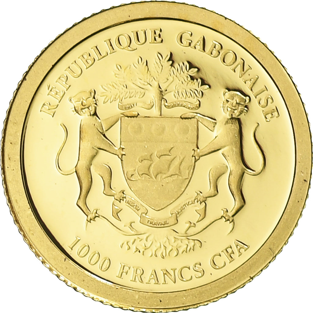 Gabon, Charles De Gaulle, 1000 Francs, 2013, MS(65-70), Gold