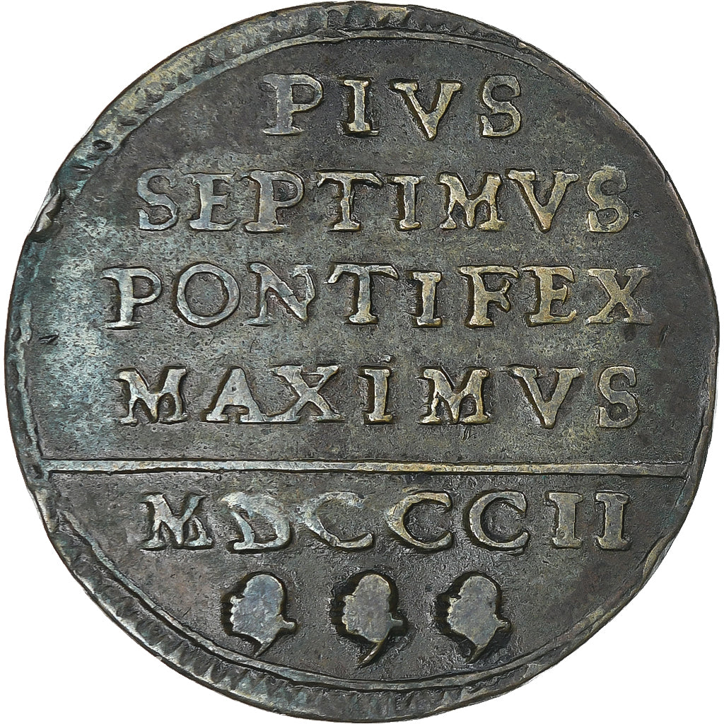 Coin, Vatican, Pius VII, Baiocco, 1802, Roma, VF(30-35), Copper, KM:1267