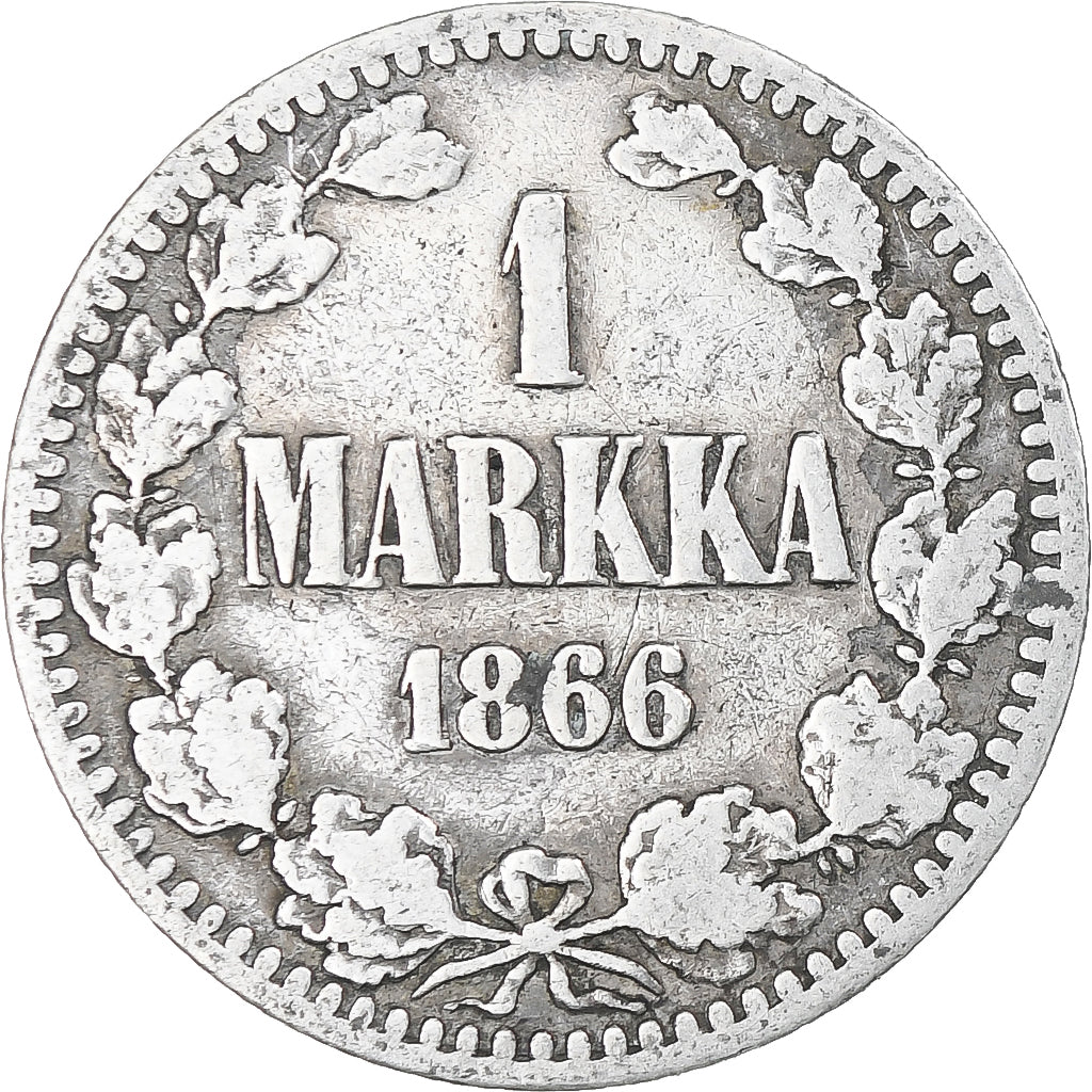 Finlande, Alexander II, Markka, 1866, Helsinki, TB+, Argent, KM:3.1