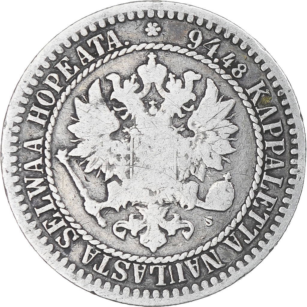 Finlande, Alexander II, Markka, 1866, Helsinki, TB+, Argent, KM:3.1