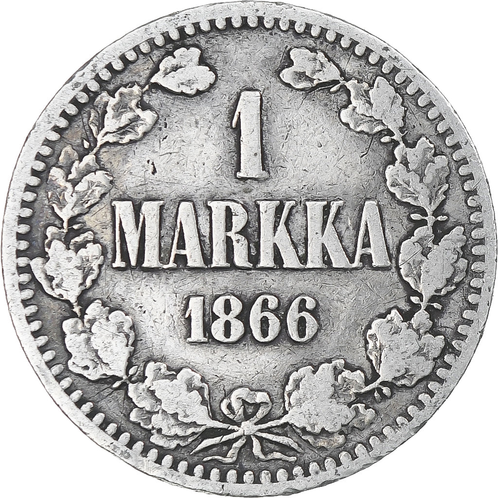 Finlande, Alexander II, Markka, 1866, Helsinki, TB+, Argent, KM:3.1