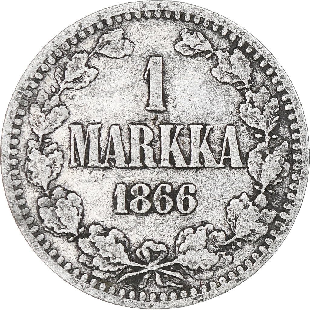 Finlande, Alexander II, Markka, 1866, Helsinki, TTB, Argent, KM:3.1