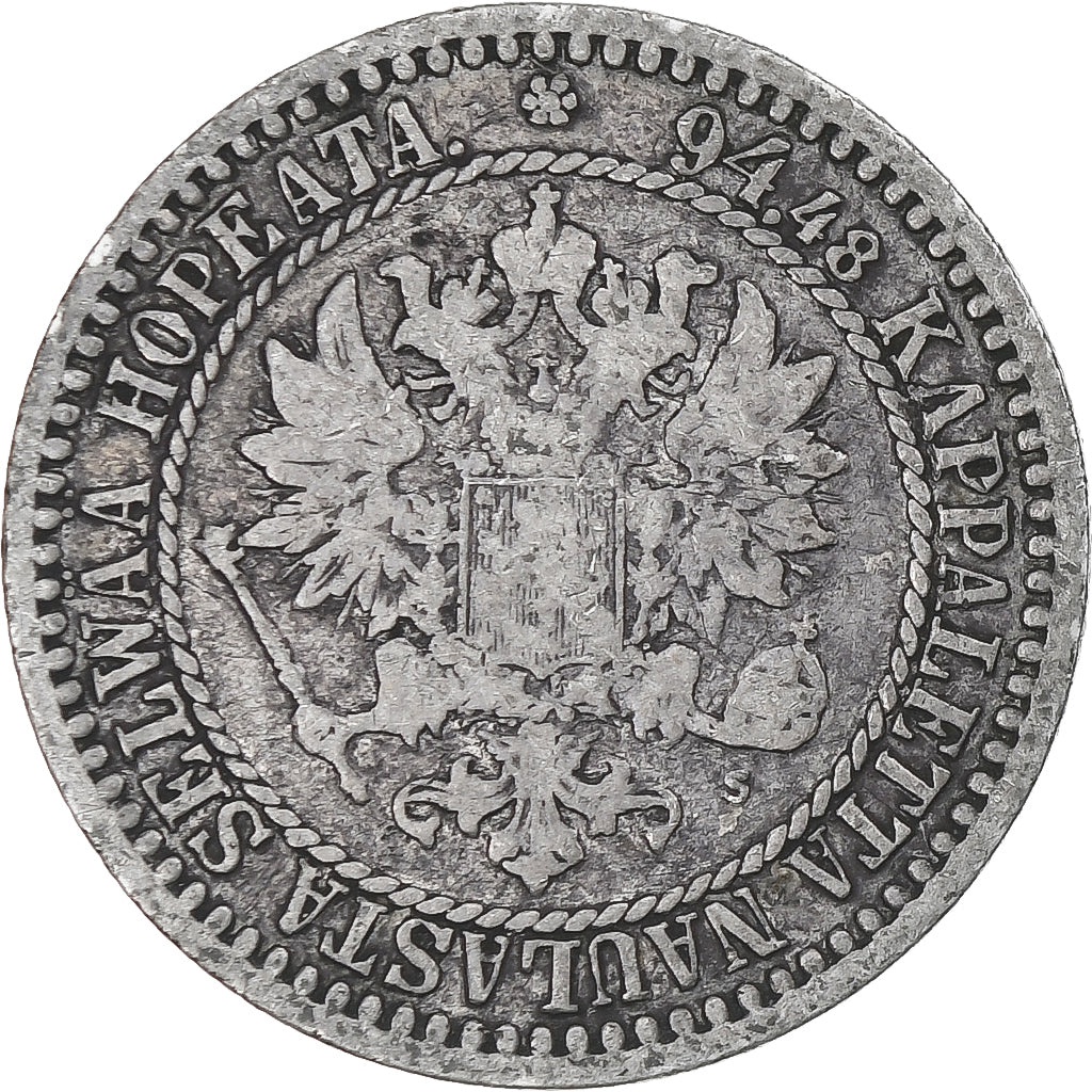 Finlande, Alexander II, Markka, 1866, Helsinki, TTB, Argent, KM:3.1