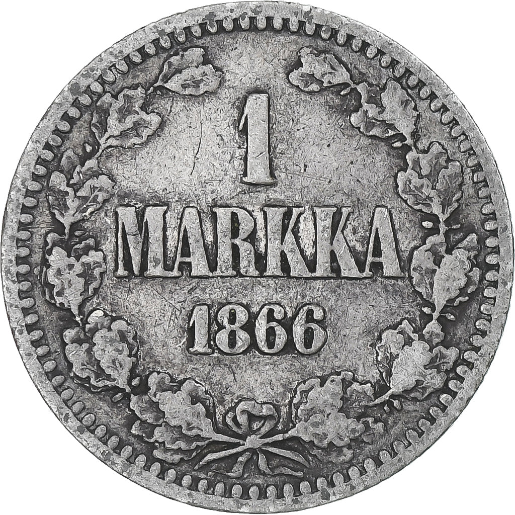 Finlande, Alexander II, Markka, 1866, Helsinki, TTB, Argent, KM:3.1
