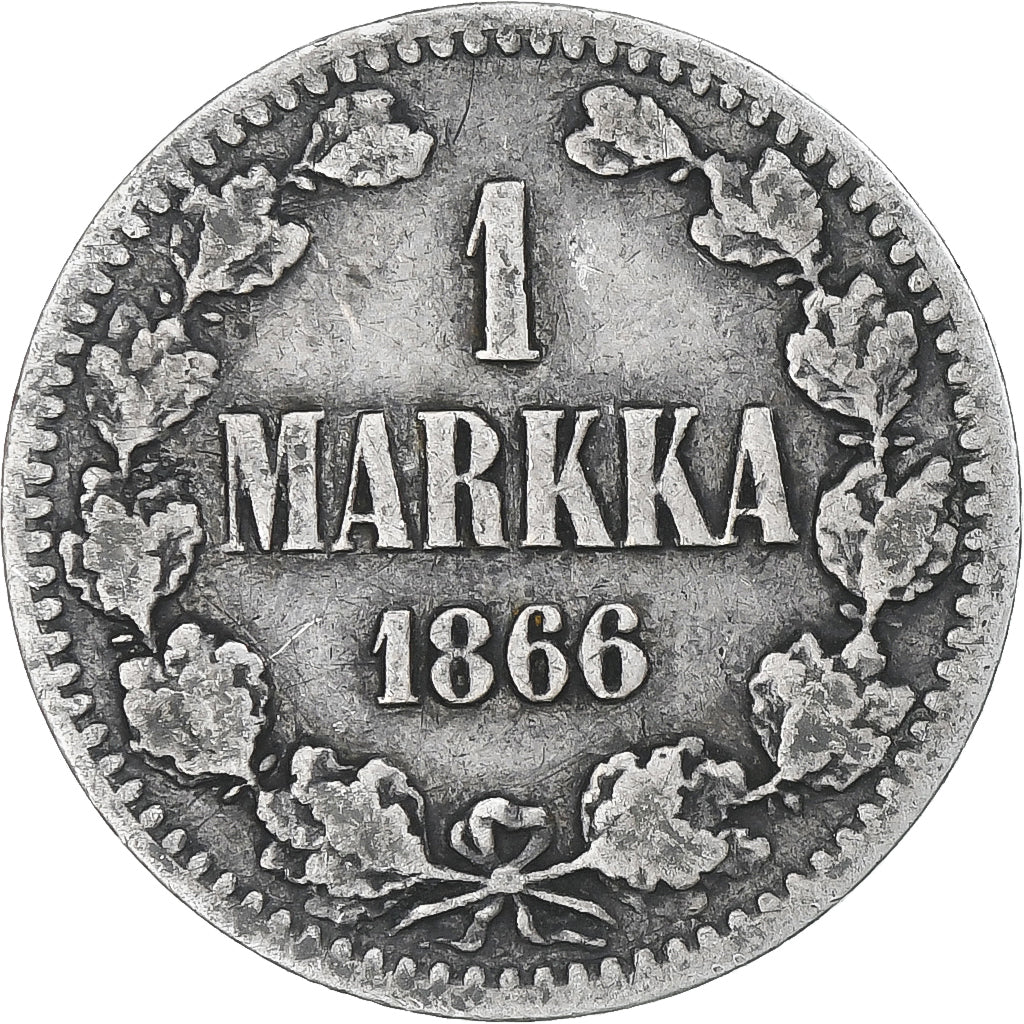 Finlande, Alexander II, Markka, 1866, Helsinki, TTB, Argent, KM:3.1