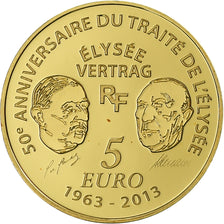 Francia, 5 Euro, 50 ans du traité de l'Élysée, 2013, Paris, FDC, Argento