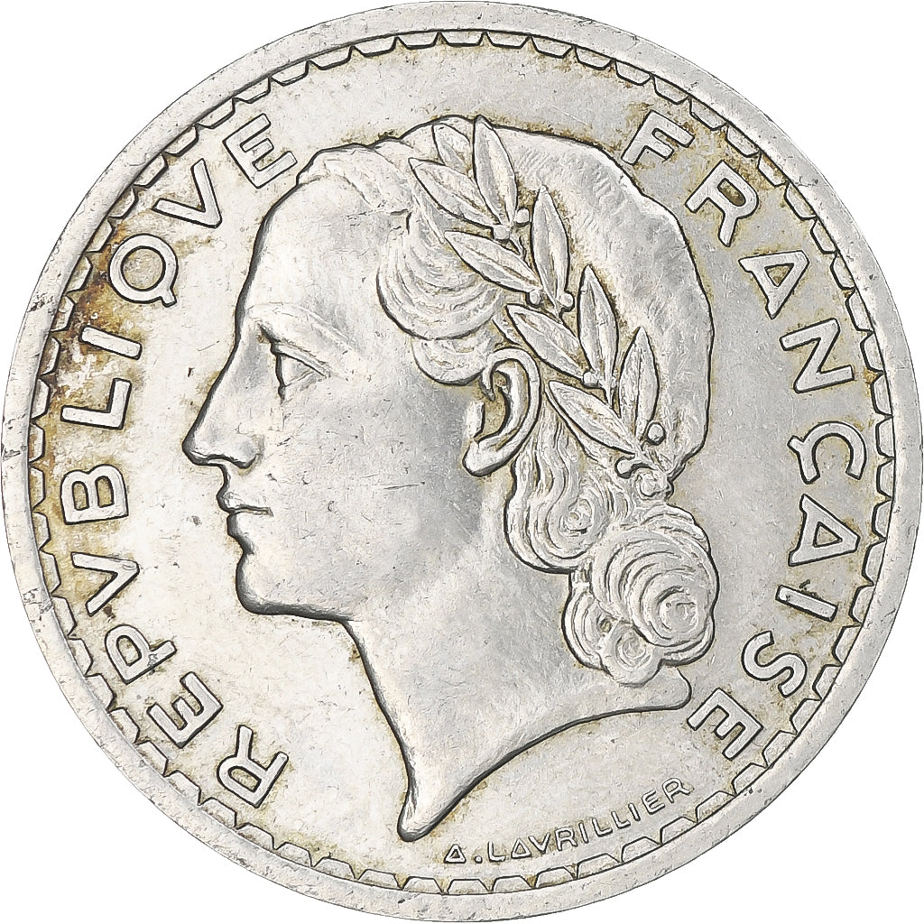 Frankreich, 5 Francs, Lavrillier, 1938, Paris, Nickel, SS, Gadoury:760, KM:888