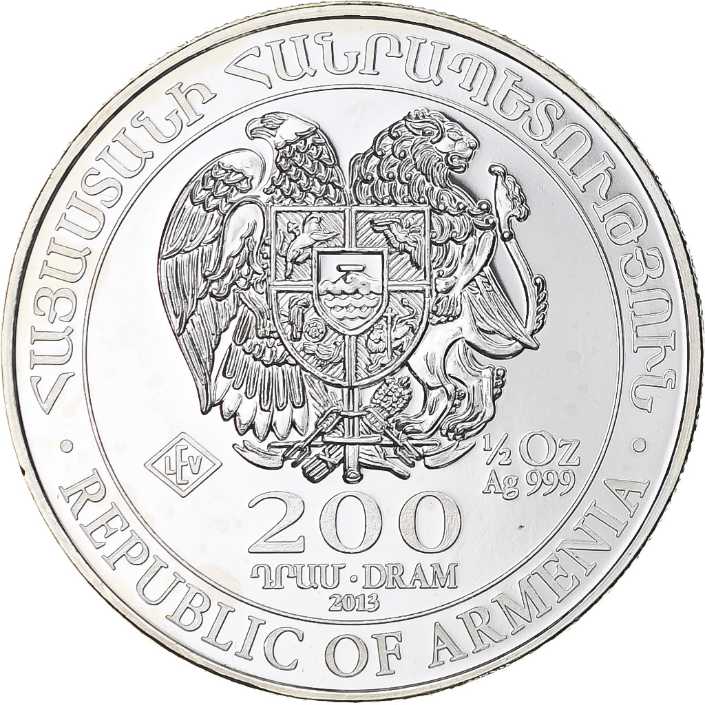 Armenia, Noah's Ark, 200 Dram - 1/2 Oz, 2013, MS(65-70), Silver, KM:197.1