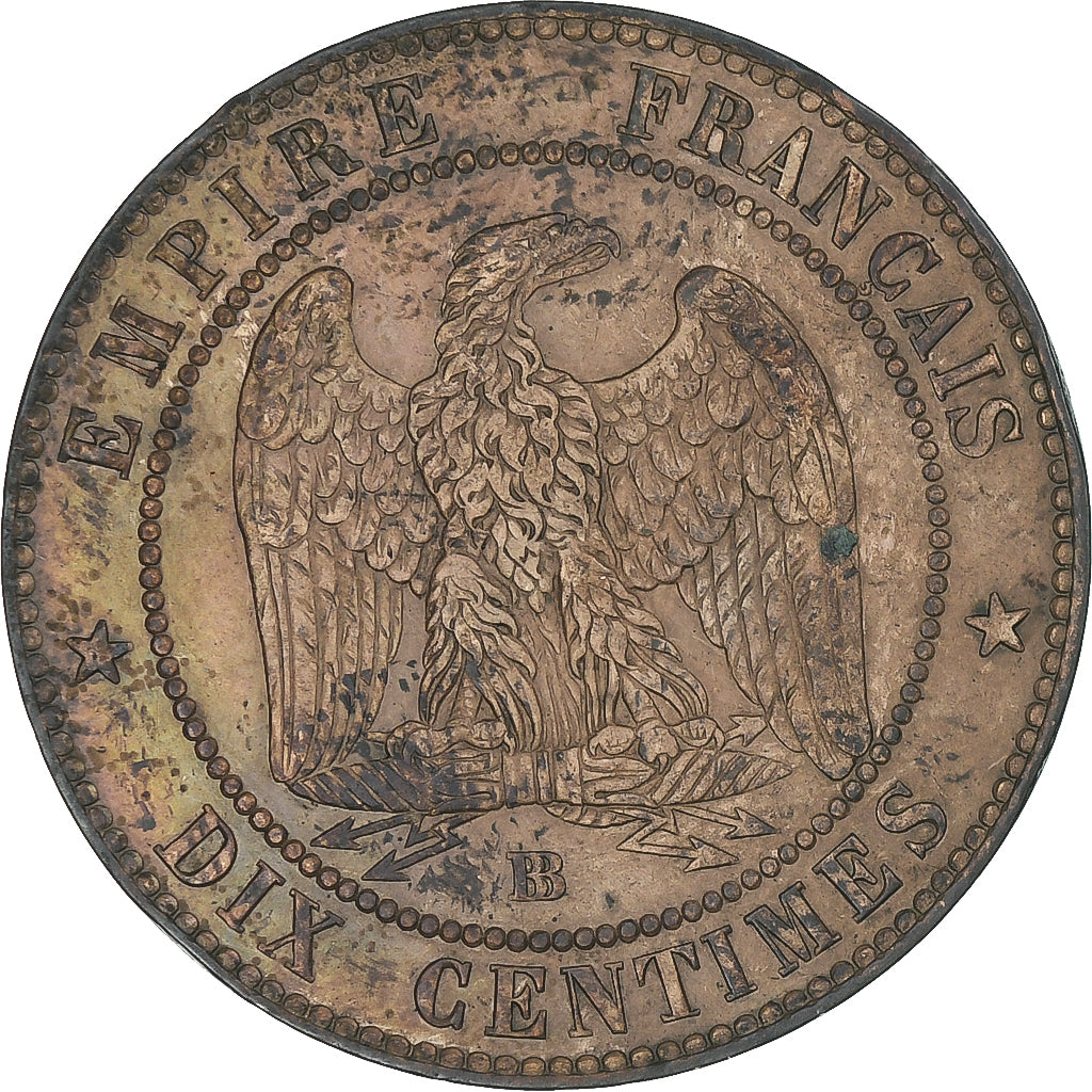 Frankreich, Napoleon III, 10 Centimes, 1854, Strasbourg, SS, Bronze, Gadoury:248