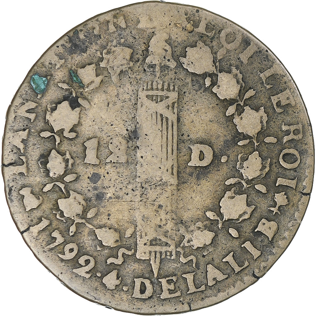 Frankrijk, Louis XVI, 12 Deniers, 1792 / AN 4, Nantes, FR, Koper, Gadoury:15