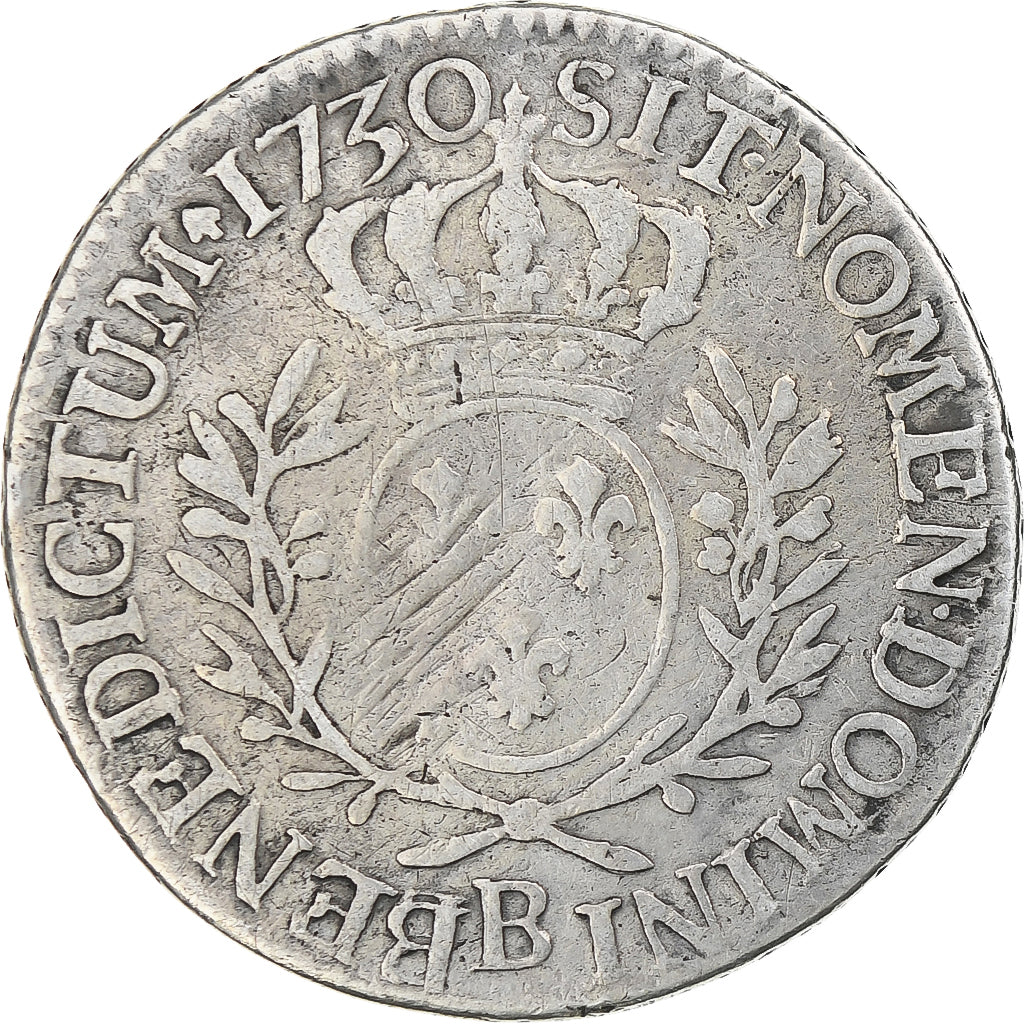 Frankrijk, Louis XV, 1/5 Écu aux branches d'olivier, 1730, Rouen, FR, Zilver