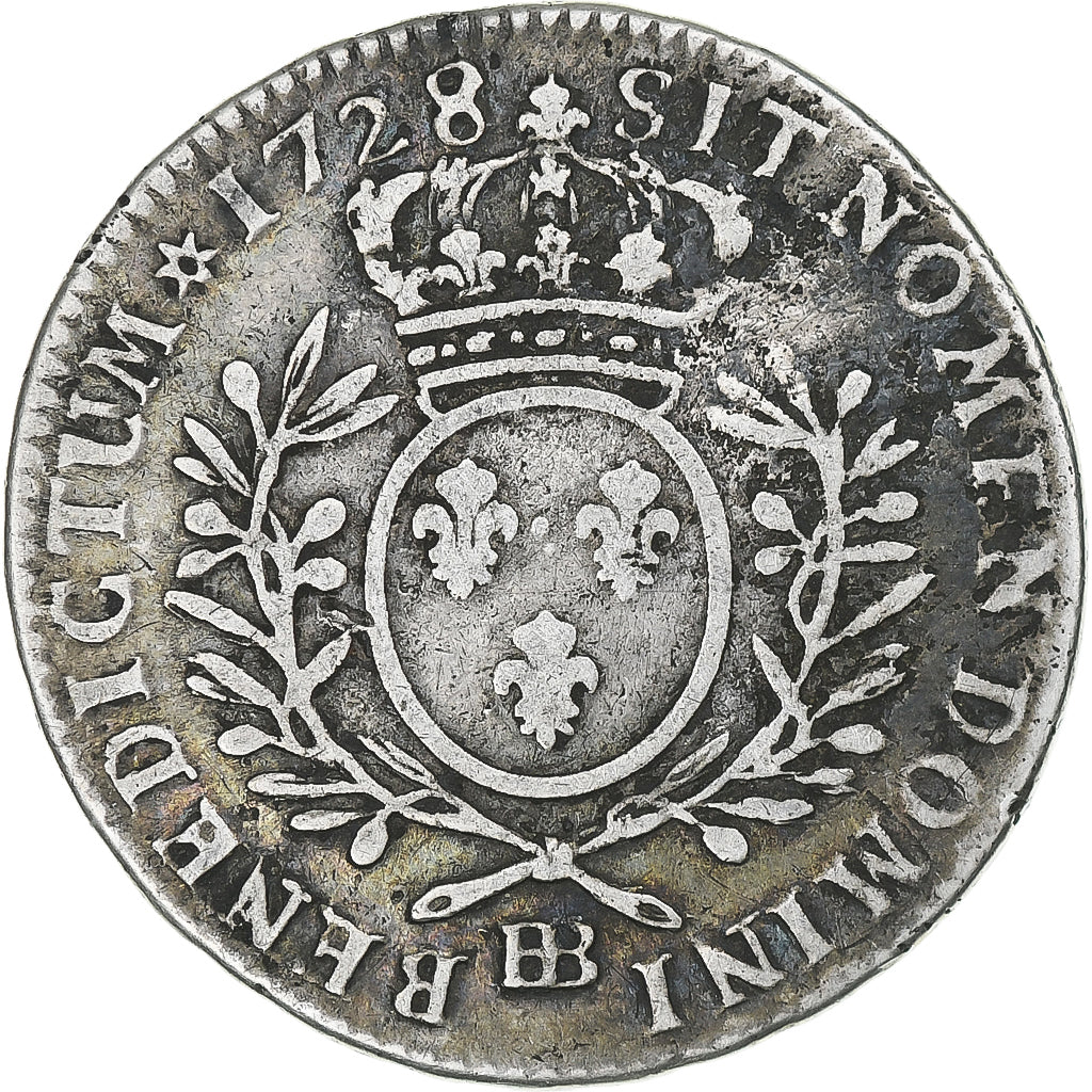 Frankrijk, Louis XV, 1/2 Ecu aux branches d'olivier, 1728, Strasbourg, FR+