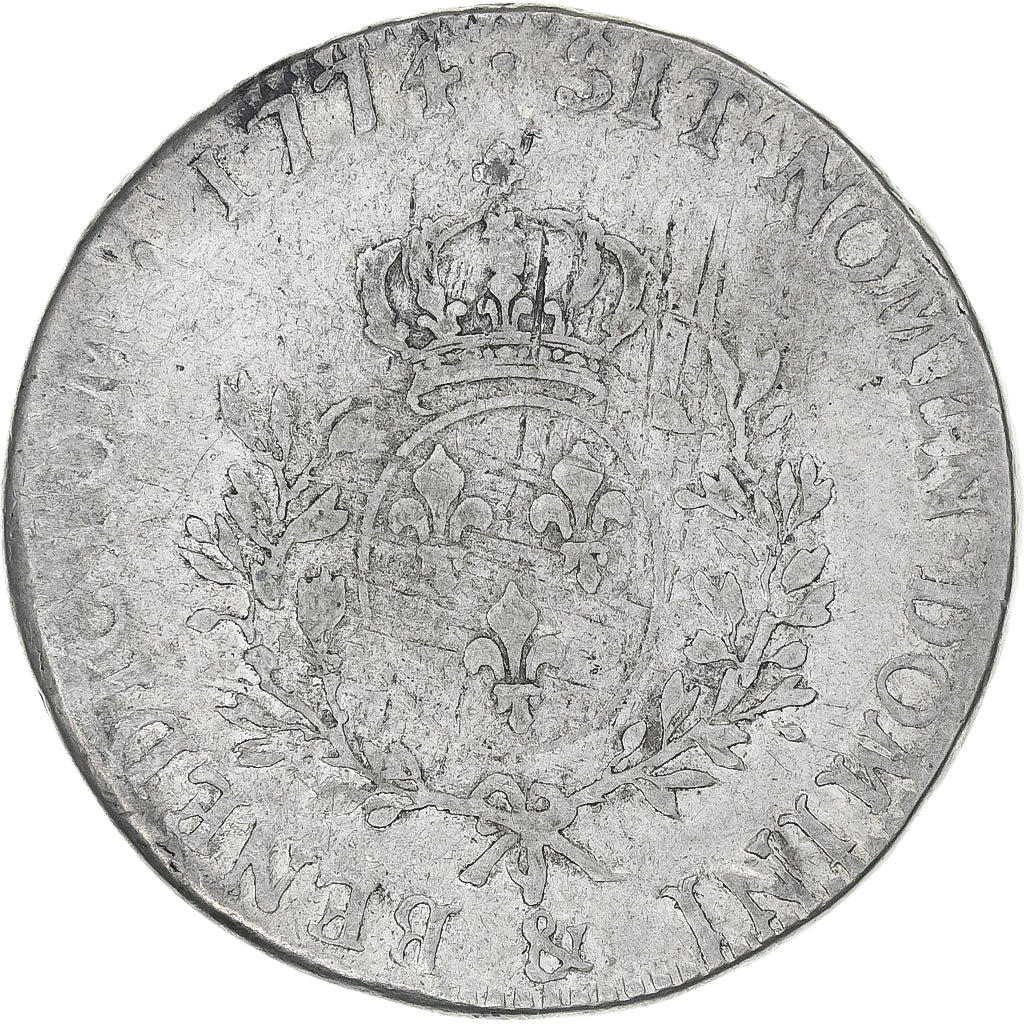 Frankrijk, Louis XV, Écu à la vieille tête, 1774, Aix, FR, Zilver, KM:551.19