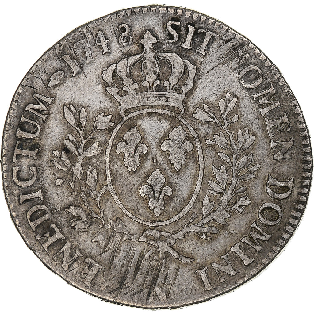 Frankreich, Louis XV, Écu au bandeau, 1748, Montpellier, SGE+, Silber
