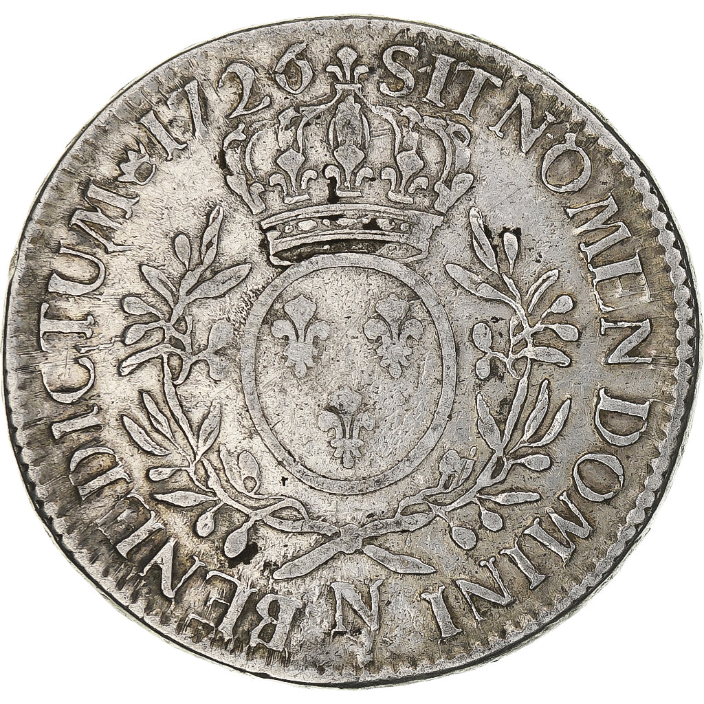 Francia, Louis XV, Ecu aux branches d'olivier, 1726, Montpellier, MB, Argento
