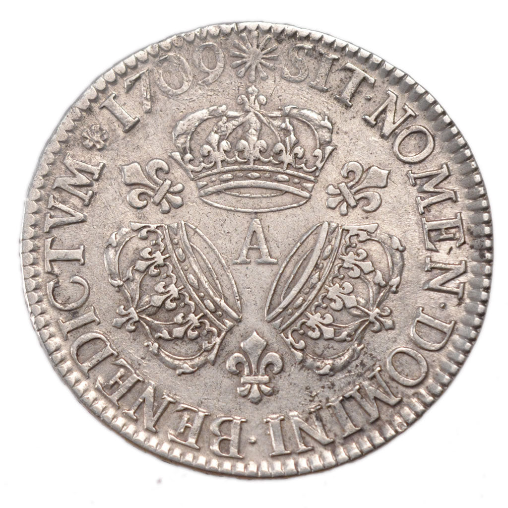 FRANCE, Écu aux 3 couronnes, Ecu, 1709, Paris, EF(40-45), Silver, Gadoury #229, 