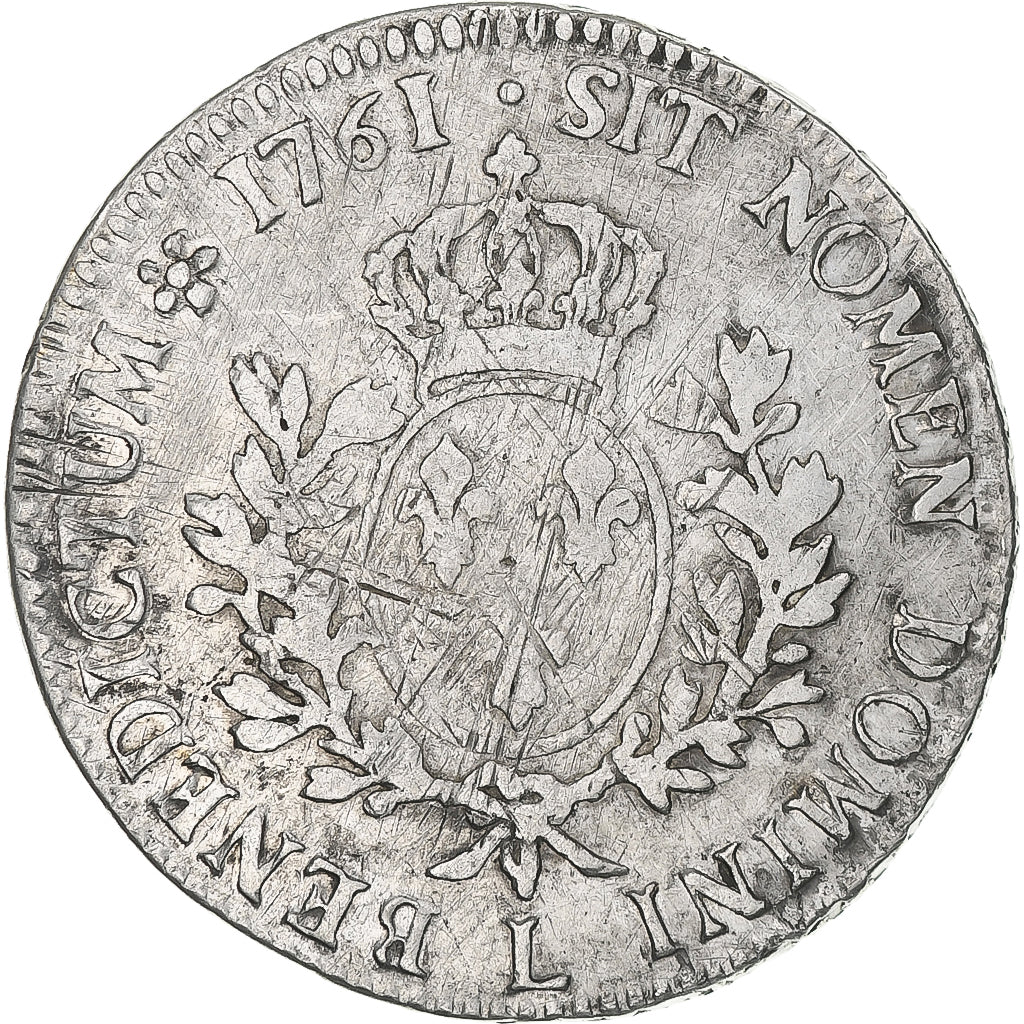 France, Louis XV, Écu au bandeau, 1761, Bayonne, VF(20-25), Silver, Gadoury:322