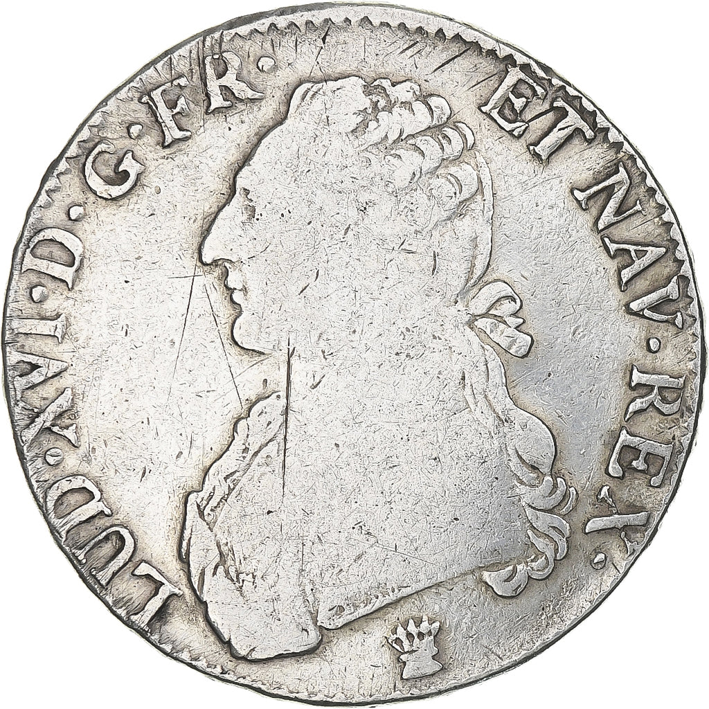 France, Louis XVI, Ecu aux branches d'olivier, 1790, Limoges, VF(20-25), Silver