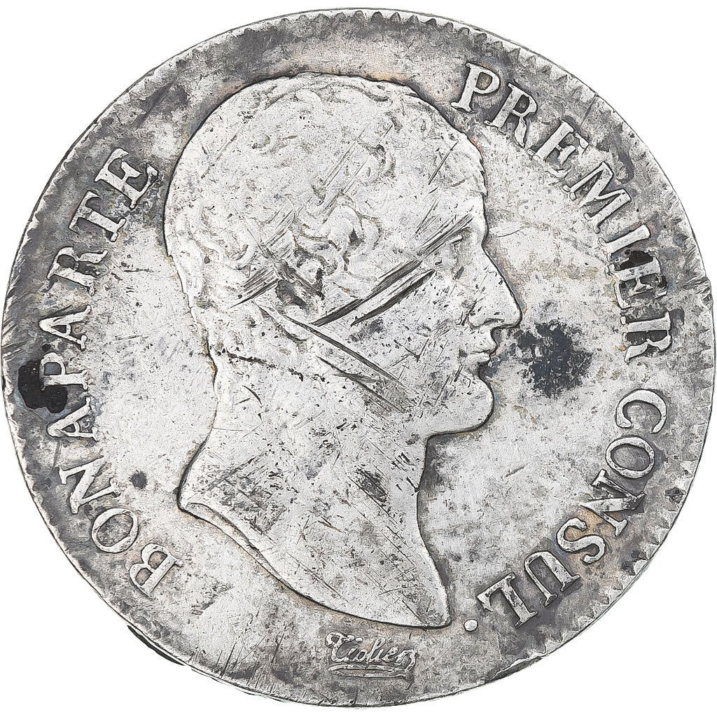 Francia, Bonaparte Premier Consul, 5 Francs, An 12, Paris, BC+, Plata, KM:659.1